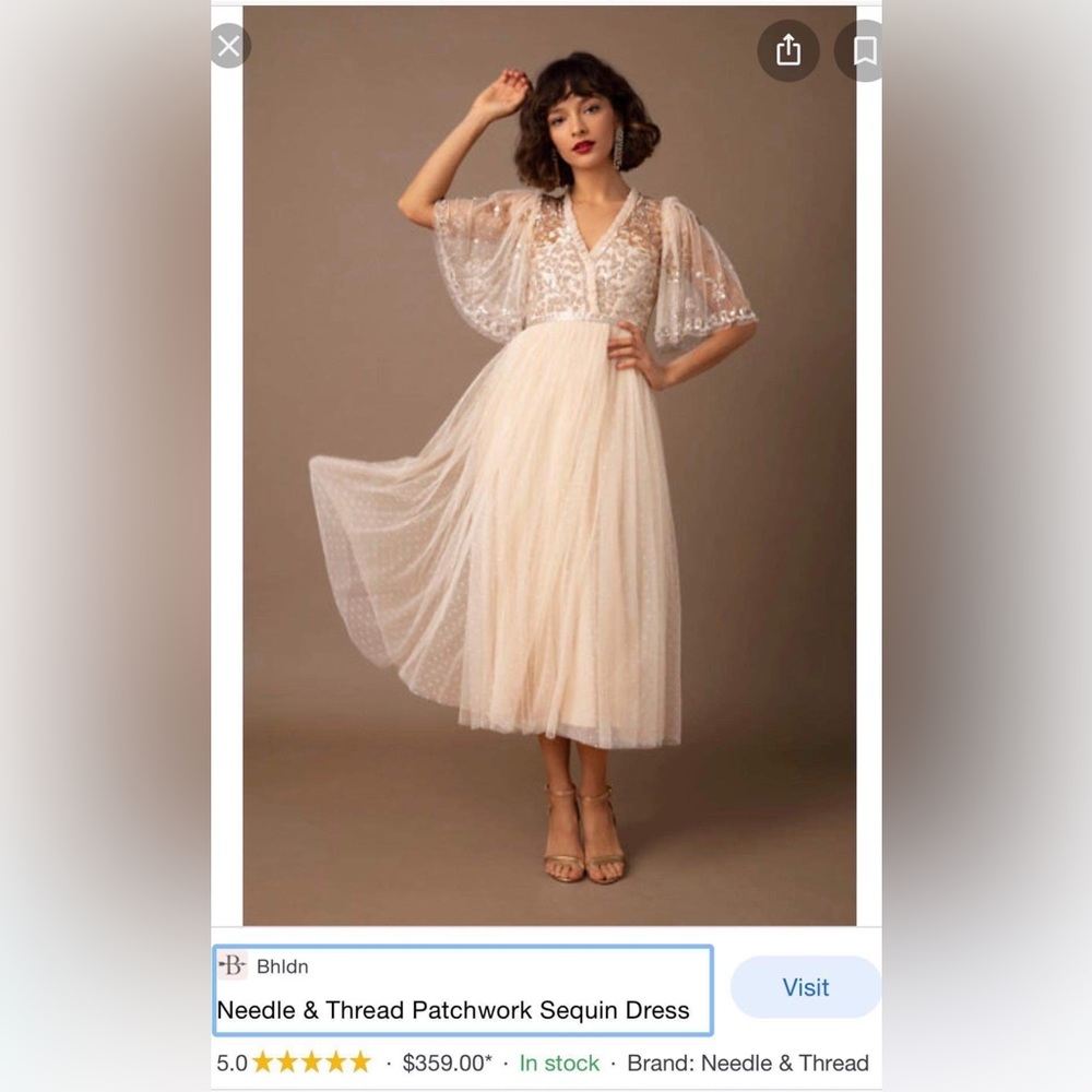 Needle & thread patchwork sequin dress, size 2 but fits like 00. New.